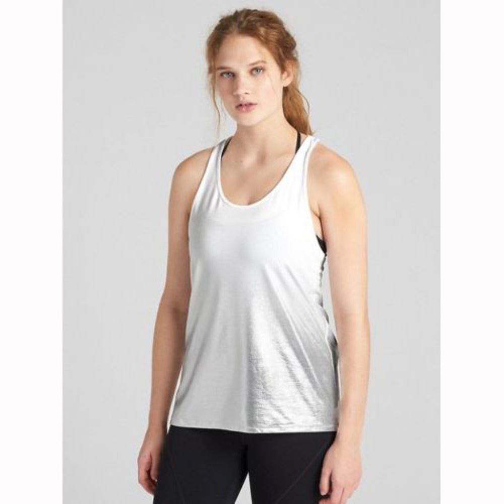 GapFit NWT White Silver Metallic Ombre Breathe Tank Top S M
